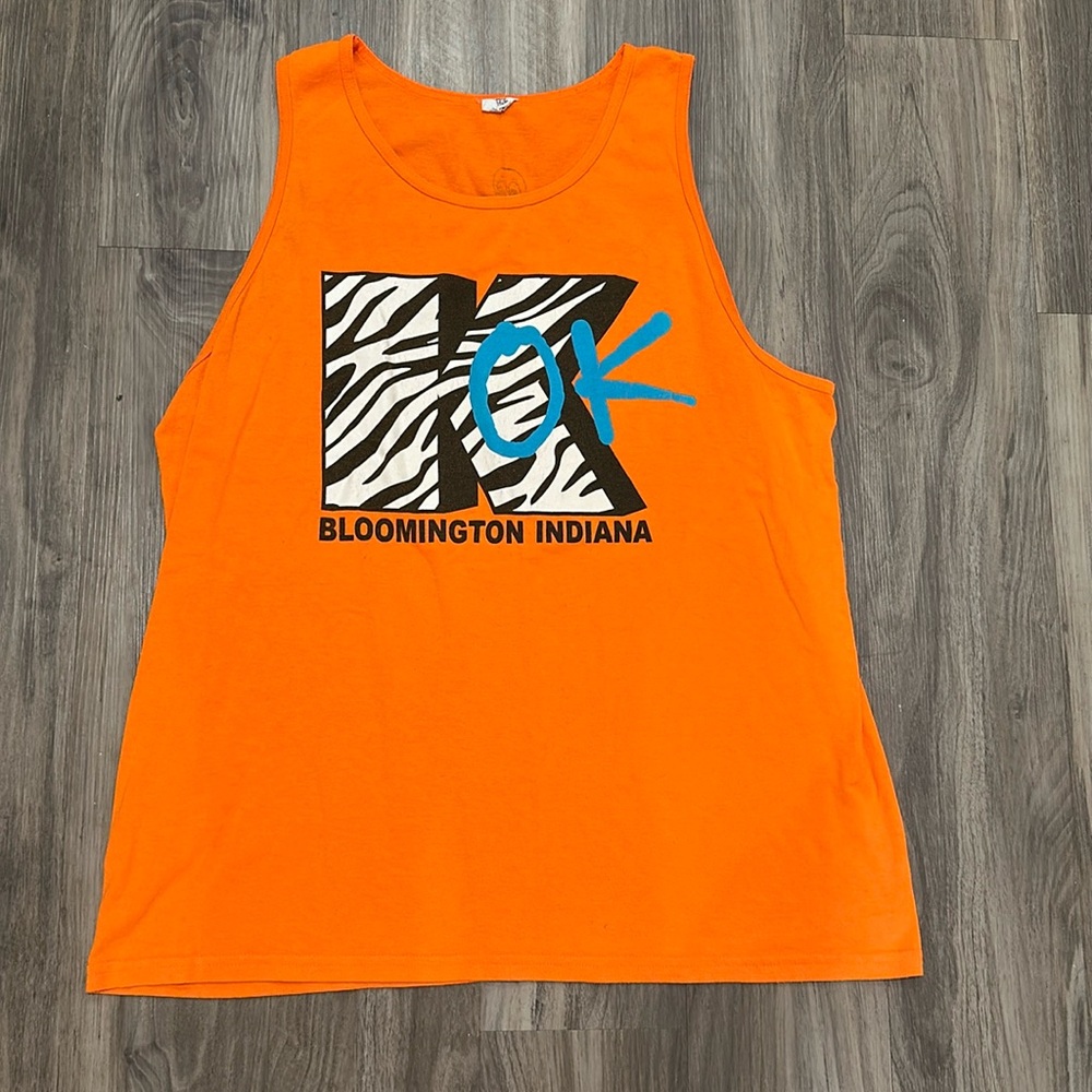 🏟️ Vintage KOK Bloomington, IN Orange Tank Top – ‘I Want My KOK’ Graphic